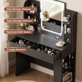 Homall Vanity Desk with 3 Colors LED Lighted Mirror, Makeup Vanity with Storage Shelves and Drawers, Vanity Table Dressing Table for Bedroom