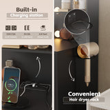 Homall Vanity Desk with Mirror and LED Lights, Makeup Vanity with 7 Drawers & 4 Shelves, Vanity Table with Power Outlet for Bedroom Dressing Room