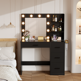 Homall Vanity Desk with Mirror, 3 Modes LED Lights and USB Power Outlet, Makeup Vanity Table with 6 Storage Shelves and 7 Drawers for Dressing Room Bedroom