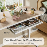 Homall 48" x 24" Wood Top Electric Standing Desk with Drawer, Height Adjustable Desk with Phone Stand & Charging Ports, Sit Stand up for Home Office,Beige