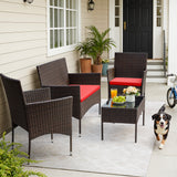Homall 4 Pieces Patio Conversation Set Outdoor Furniture Rattan Chairs Wicker Seating with Cushion and Table Weather-resistant for Porch Garden Backyard