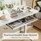 Homall 48" x 24" Wood Top Electric Standing Desk with Drawer, Height Adjustable Desk with Phone Stand & Charging Ports, Sit Stand up for Home Office,Beige