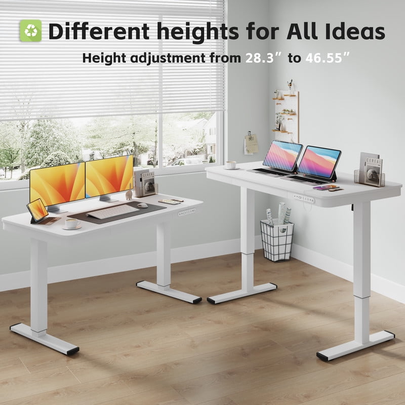 Homall 48x24"Electric Height Adjustable Standing Desk with Drawer and Charging Ports, Ergonomic Office&Home Computer Deskcc