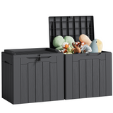 Homall 2 Pack 31 Gallon Deck Box, Lockable Resin Outdoor Storage Box for Patio, Garden Tools & Pool Supplies Storage, Weatherproof Outside Storage Container