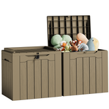Homall 2 Pack 31 Gallon Deck Box, Lockable Resin Outdoor Storage Box for Patio, Garden Tools & Pool Supplies Storage, Weatherproof Outside Storage Container