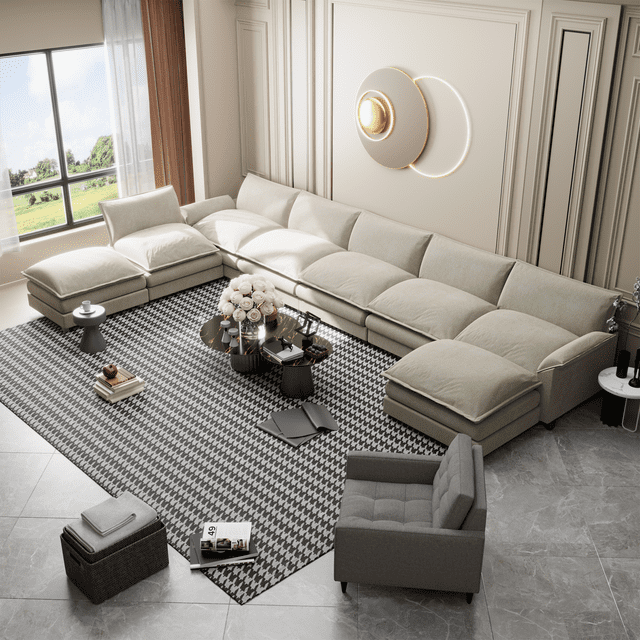 Homall 8-Seats Oversized Modular Sectional Sofa with Ottomans Convertible U-Shaped Sectional Couch Variable Sofa Couch Set with Oversized Soft Seat for Living Room