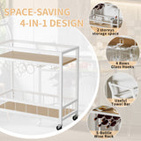 Homall Bar Cart Home Industrial Mobile Bar Cart with Wine Rack, Glass Holder and Wood Storage Shelves for Living Room, Kitchen, Party