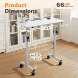 Homall 32" Small Standing Desk with Mobile Lockable Wheels, Adjustable Height Portable Desk for Home Office, Brown