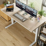 Homall 48" x 24" Wood Top Electric Standing Desk with Drawer, Height Adjustable Desk with Phone Stand & Charging Ports, Sit Stand up for Home Office,Beige