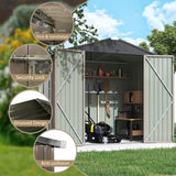 LACOO 4' x 6' Outdoor Storage Metal Shed for Tool Storage, Outdoor House for Backyard & Garden,Brown