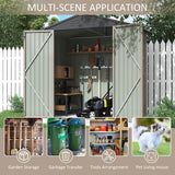LACOO 4' x 6' Outdoor Storage Metal Shed for Tool Storage, Outdoor House for Backyard & Garden,Brown