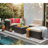 Homall Patio Sectional Set PE Rattan Outdoor All-Weather Wicker Conversation Set with Table, Beige