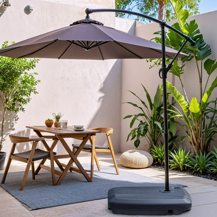 Homall Square Shaped Patio Offset Cantilever Umbrella Base Stand with Wheels