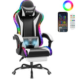 Homall RGB Gaming Chair Massage Reclining Racing Chair with APP & Remote Control, Audio Sync LED, Footrest & Headrest