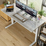 Homall 48" x 24" Wood Top Electric Standing Desk with Drawer, Height Adjustable Desk with Phone Stand & Charging Ports, Sit Stand up for Home Office,Beige