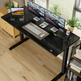 Homall 48" x 24" Wood Top Electric Standing Desk with Drawer, Height Adjustable Desk with Phone Stand & Charging Ports, Sit Stand up for Home Office,Beige