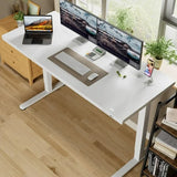 Homall 48" x 24" Wood Top Electric Standing Desk with Drawer, Height Adjustable Desk with Phone Stand & Charging Ports, Sit Stand up for Home Office,Beige