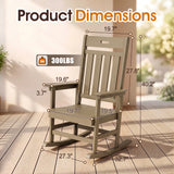 Homall Oversized HDPE Outdoor Rocking Chair, All-Weather Patio Rocker with Wide Armrests, Heavy-Duty 300LBS Outdoor Rocker Chair for Porch, Lawn & Backyard, Black