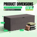 Homall 220 Gallon Resin Deck Box, Waterproof UV-Resistant Outdoor Storage box, Lockable