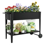 Homall Raised Garden Bed on Wheels Outdoor Metal Mobile Elevated Planter Box W/ Storage Shelf 3.2 x 1.3 x 2.6 ft