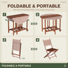Homall 5-Piece Foldable Solid Wood Dining Table and Chair Set, Round Solid Wood Dining Cart and Chairs with Umbrella Hole