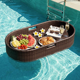 Homall 40×30×7in Rattan Floating Pool Tray Wicker Serving Tray for Food Drinks Floats for Spas Pool Parties