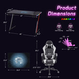 Homall RGB Gaming Desk and Chair Set, Carbon Fiber Desktop Z-Shape Table Massage Ergonomics Racing Chair E-Sports LED Lights Chair RGB Gaming Set