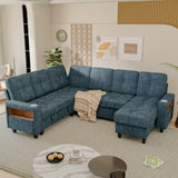 Homall Modular Sectional Sofa with Storage, Cup Holders, USB & Type-C Charging Ports, LED Light, Fabric Couch for Living Room
