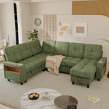 Homall Modular Sectional Sofa with Storage, Cup Holders, USB & Type-C Charging Ports, LED Light, Fabric Couch for Living Room