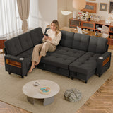 Homall Modular Sectional Sofa with Storage, Cup Holders, USB & Type-C Charging Ports, LED Light, Fabric Couch for Living Room