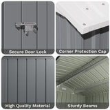 Homall 10' x 8' ft Outdoor Metal Storage Shed with Sloping Roof and Double Lockable Door for Backyard, Gray