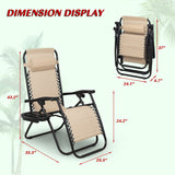 Homall Outdoor Zero Gravity Chair Folding Recline Patio Portable Lounge Chairs Set of 3 with Cupholder and Table, Beige