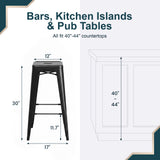 Vyrox Metal Bar Stools Set of 4, 30 Inch Bar Height Stackable Backless Industrial Stools with Footrest, Indoor & Outdoor