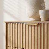 Homall 6 Drawer Double Dresser for Bedroom, Modern Fluted Wide Dresser Chest of Drawers with Gold Handles & Curved Base, Wood Storage Dresser Organizer for Living Room, Entryway