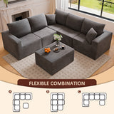 Homall V Shaped Corner Modern Sofa Sectional Cloud Couch with Deep Seat No Assembly Required Corduroy Fabric Couches for Living Room and Apartment