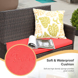 Lacoo 4 Pieces Patio Conversation Set Outdoor PE Rattan Wicker Chairs Set and Table