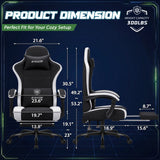 Vyrox Reclining Gaming Chair with Footrest, Massage Lumbar Support, Breathable Technical Fabric, Ergonomic Video Game Chair with Headrest