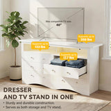 Homall 6 Drawer Double Dresser with Charging Station, Modern Chest of Drawers with LED Light, Storage Dresser Chest for Bedroom Living Room