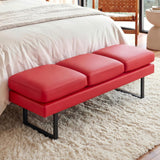 Vyrox 61" Upholstered Bedroom Bench, Set of 3 PU Leather Entryway Bench with Heavy-Duty Metal Legs for Living Room, Office & Lobby