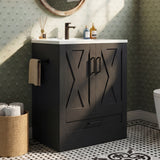 Homall 24'' Bathroom Vanity with Sink, Freestanding Bathroom Cabinet with 2 Door & 1 Drawer, Farmhouse Bathroom Vanity with Basin