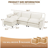 Homall 3-seat Cloud Couch L-shaped Sectional Sofa with reversible toffee chair Movable Footrest Sofa