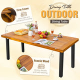 Homall Home 6-Person Acacia Wood Dining Table, Natural Stained with Rustic Metal