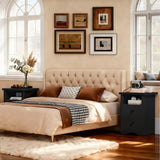 Homall NightStand Set of 2 with 2 Drawers & Open Storage Shelf, Farmhouse End Table Bedside Table for Bedroom Living Room