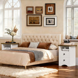 Homall NightStand Set of 2 with 2 Drawers & Open Storage Shelf, Farmhouse End Table Bedside Table for Bedroom Living Room