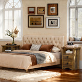 Homall NightStand Set of 2 with 2 Drawers & Open Storage Shelf, Farmhouse End Table Bedside Table for Bedroom Living Room
