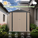 Homall 4' x 6' Mental Outdoor Storage Shed with Sloping Roof and Lockable Door, for Backyard & Garden, Brown