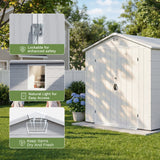 6x10ft Outdoor Plastic Storage Shed with Window-Weather-Resistant, Easy Assembly, Wood-Effect Garden Tool House,Light Gray