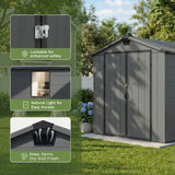 6x10ft Outdoor Plastic Storage Shed with Window-Weather-Resistant, Easy Assembly, Wood-Effect Garden Tool House,Dark Gray