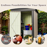 Homall 3' x 5' Mental Outdoor Storage Shed, with Groove Roof and Lockable Door, for Garden and Patio, Brown