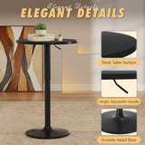 Homall 2 Pieces Bar Table Height Adjustable Bistro Pub Table Cocktail Round Table with Metal Base, White/Sliver